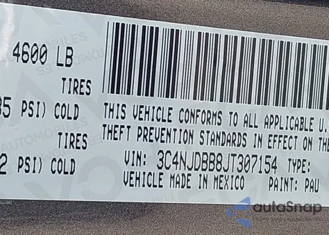 2018 Jeep Compass Latitude 4X4 from USA, damaged, VIN 3C4NJDBB8JT307154